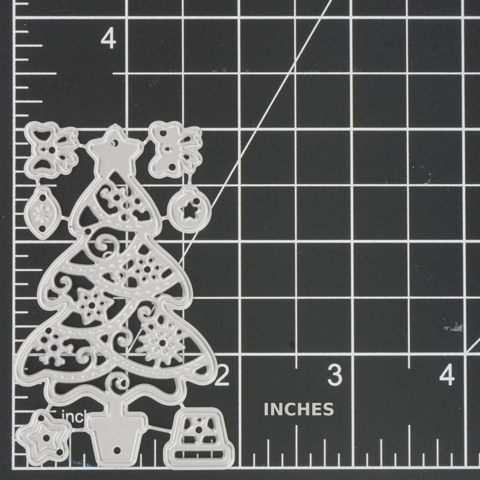 Decorated Christmas Tree Bows Stars Metal Cutting Die