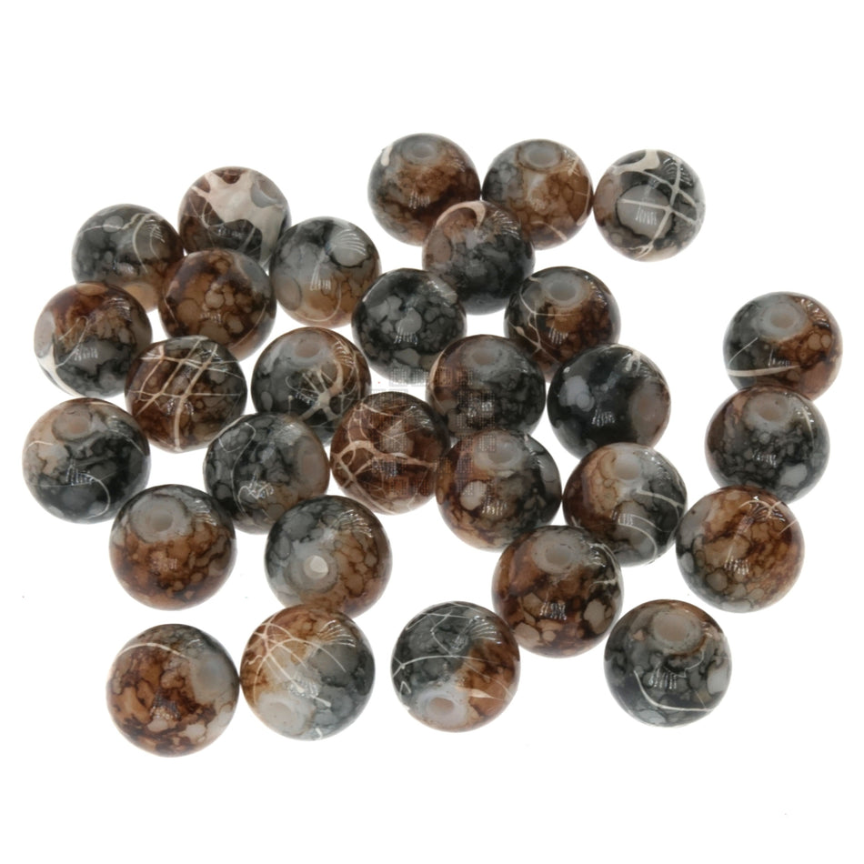 Coffee Bean 8mm Loose Glass Beads, 30 Pieces