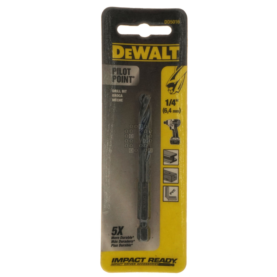 DeWALT DD5016 Black Oxide Pilot Point Drill Bit, 1/4"