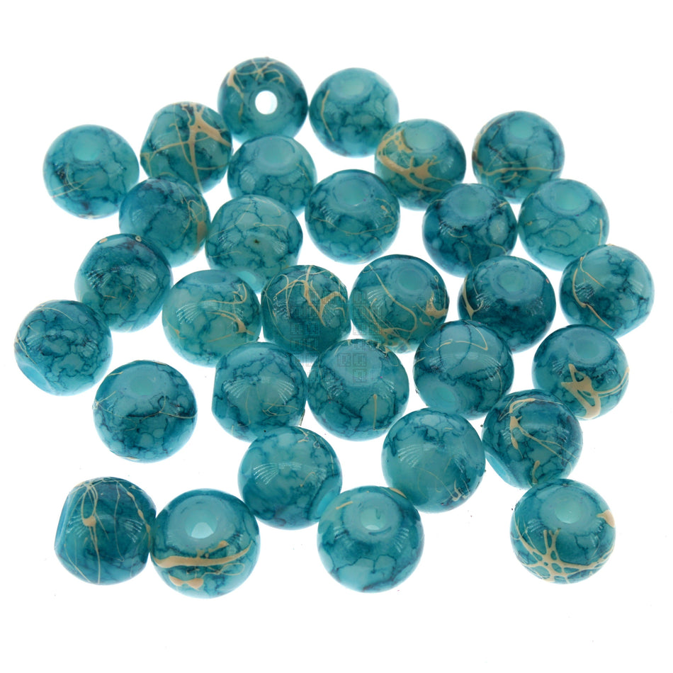 Deep Dea 8mm Loose Glass Beads, 30 Pieces