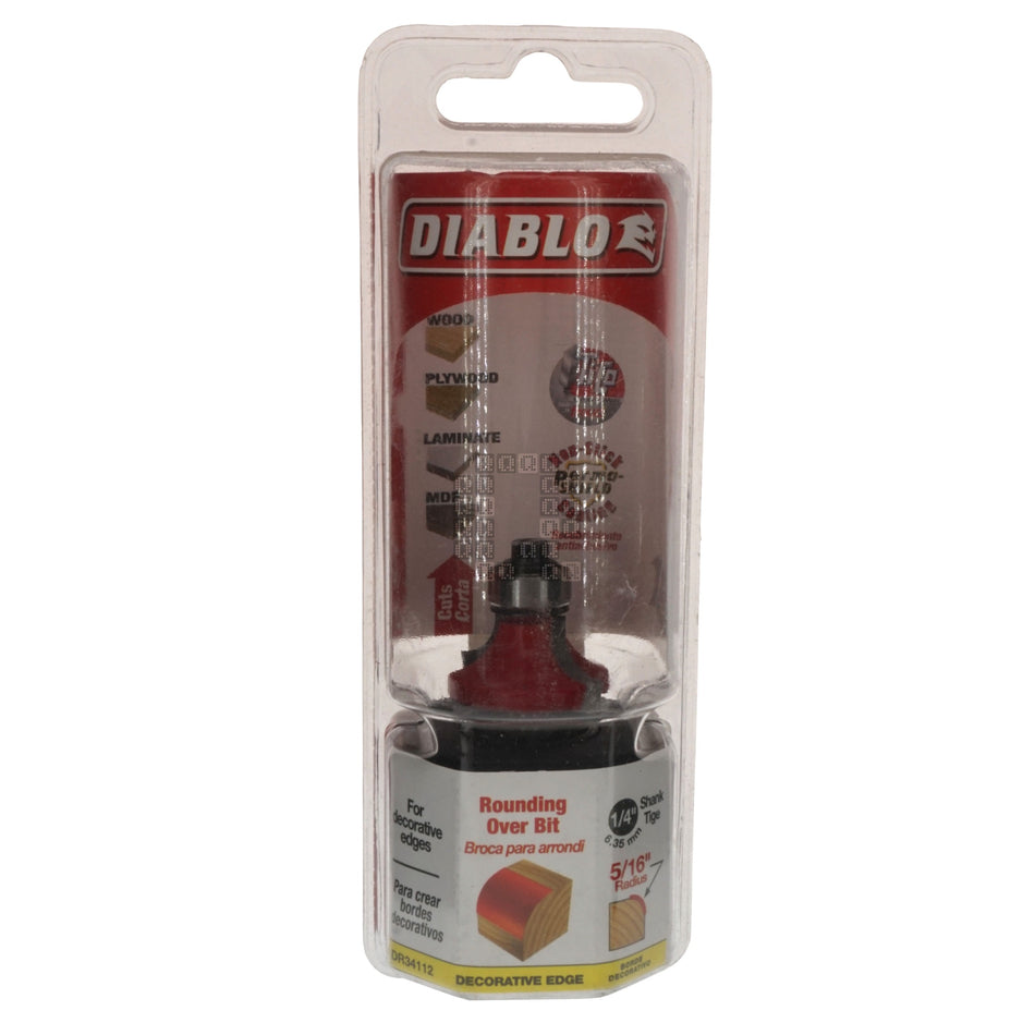 Diablo DR34112 Carbide Tipped 5/16" Radius Rounding Over Router Bit, 1/4" Straight Shank