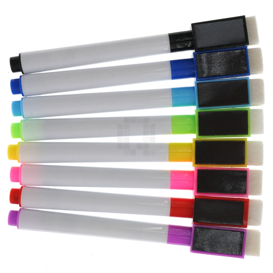 8 Pack Black Magnetic Dry Erase Marker Set for Children's Drawing Pads - Black Ink