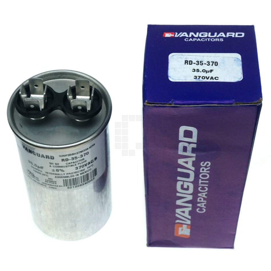 Vanguard RD-35-370 Electric Motor Run Capacitor, 35 uF, 370 VAC, 50-60Hz