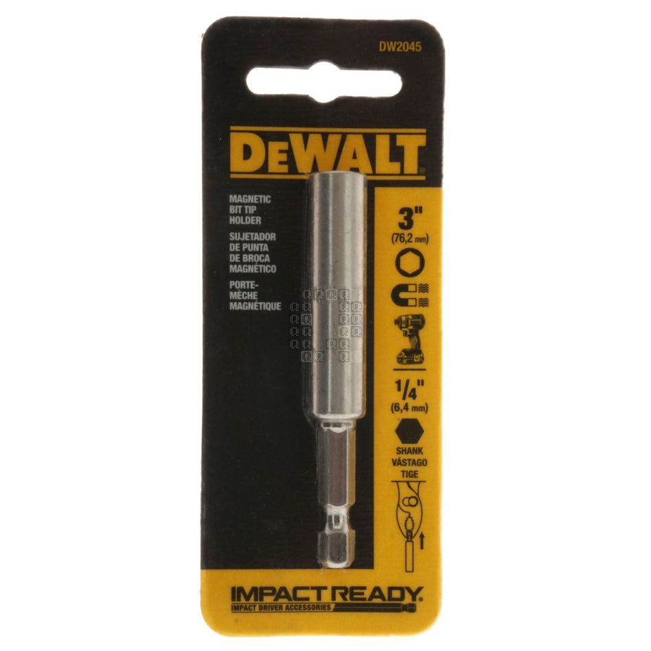 DeWALT DW2045 1/4" x 1/4" Impact Ready Magnetic Bit Tip Holder Extension, 3" Length