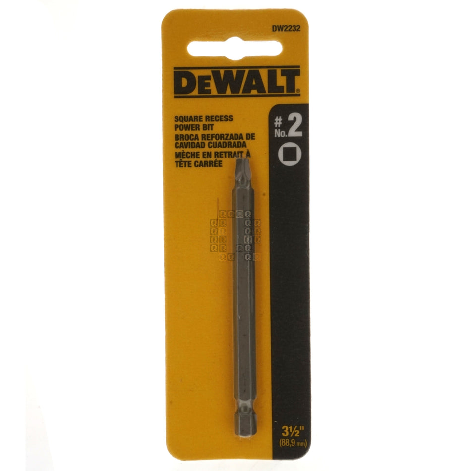 DeWALT DW2232 SQ2 / #2 Square Recess Power Bit, 3-1/2" Length