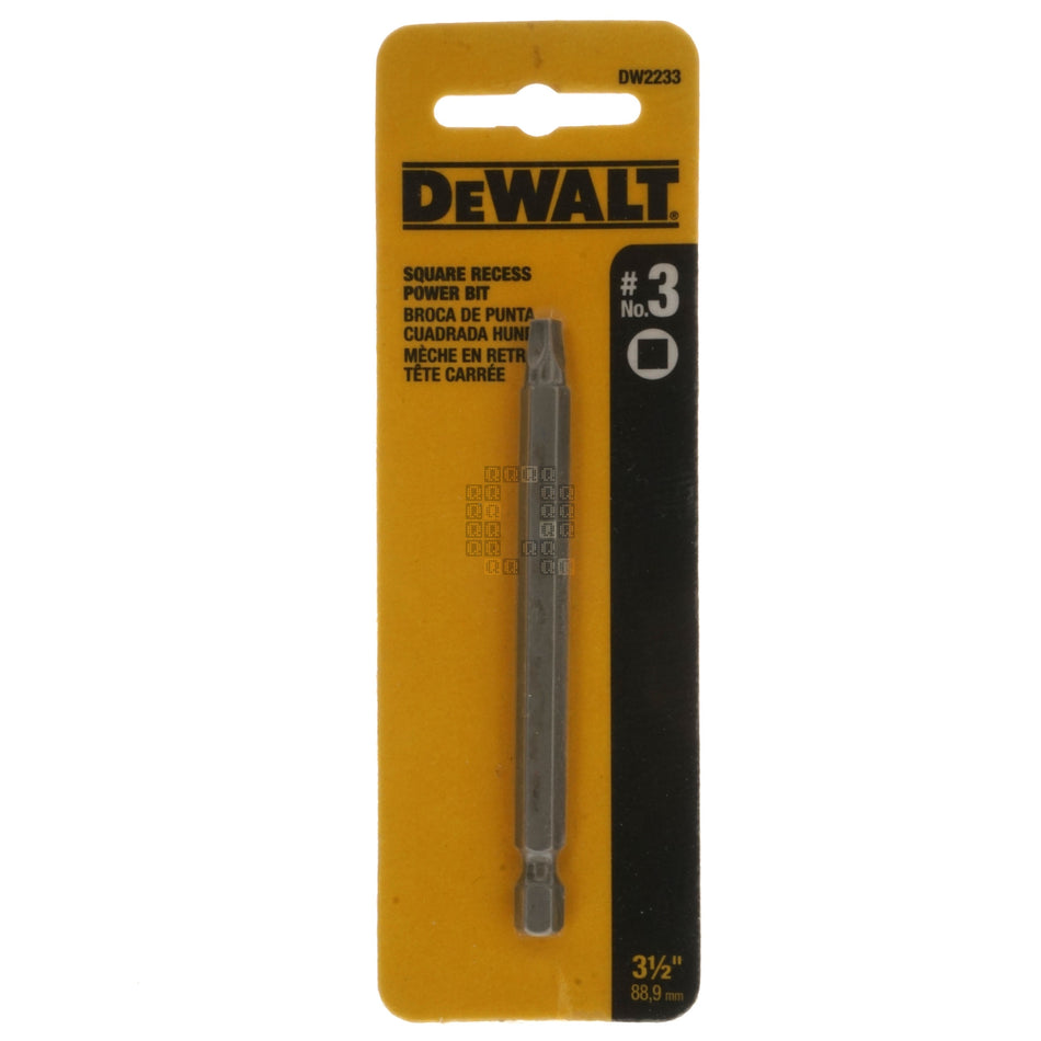 DeWALT DW2233 SQ3 / #3 Square Recess Power Bit, 3-1/2" Length