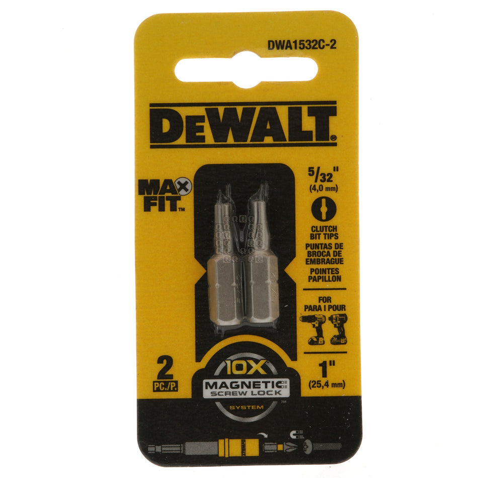 DeWALT DWA1532C-2 5/32" MAX FIT Clutch Bit Tips, 1" Length, 2-Pack