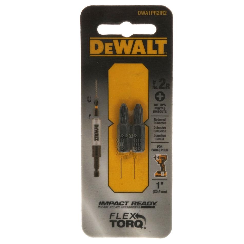 DeWALT  DWA1PR2IR2 #2R Phillips Impact-Ready Flex Torq Bit Tips, 1" Length, 2-Pack