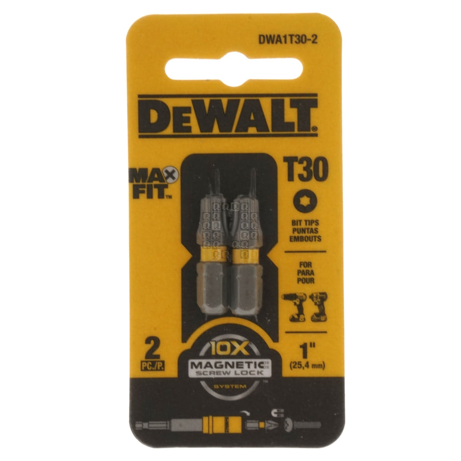DeWALT DWA1T30-2 T30 TORX MAX Fit Bit Tips, 1" Length, 2-Pack