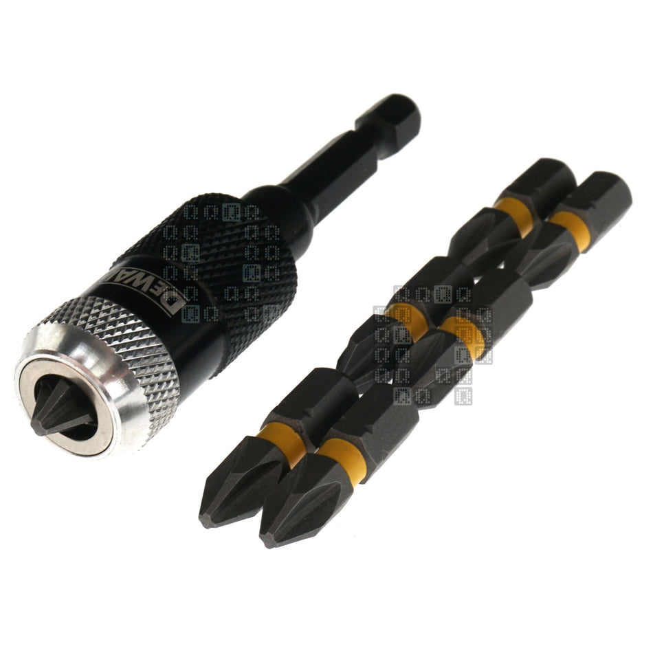 DeWALT DWA2500-7 RAPID LOAD MAX-FIT Bit Tip Holder with 7 PH2 #2 Phillips Bits, 3" Length
