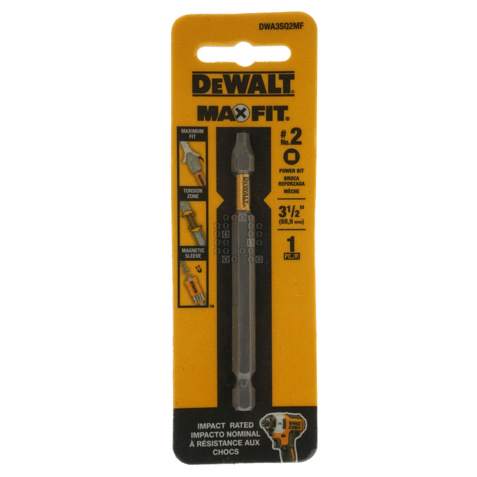 DeWALT DWA3SQ2MF #2 Square SQ2 MAX-FIT Impact Rated Power Bit, 3-1/2" Length