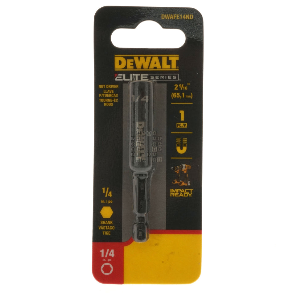 DeWALT Industrial Tool DWAFE14ND Elite Series Impact Ready 1/4" Hex Nut Driver, 2-9/16" Length
