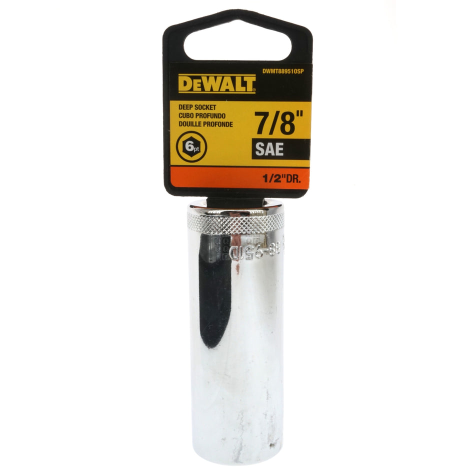 DeWALT DWMT88951OSP SAE Deep Chrome Socket, 7/8" 6-Point, 1/2" Drive, 88-951D