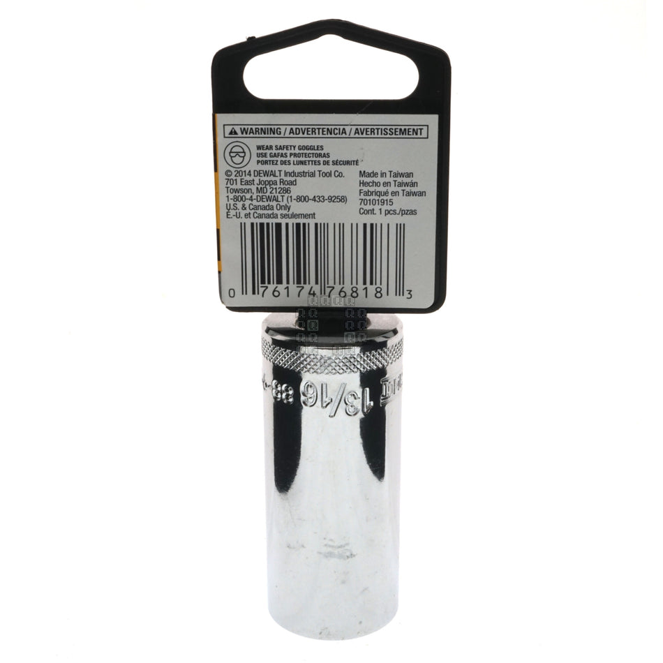DeWALT DWMT88992OSP SAE Deep Chrome Socket, 13/16" 6-Point, 3/8" Drive, 88-992D