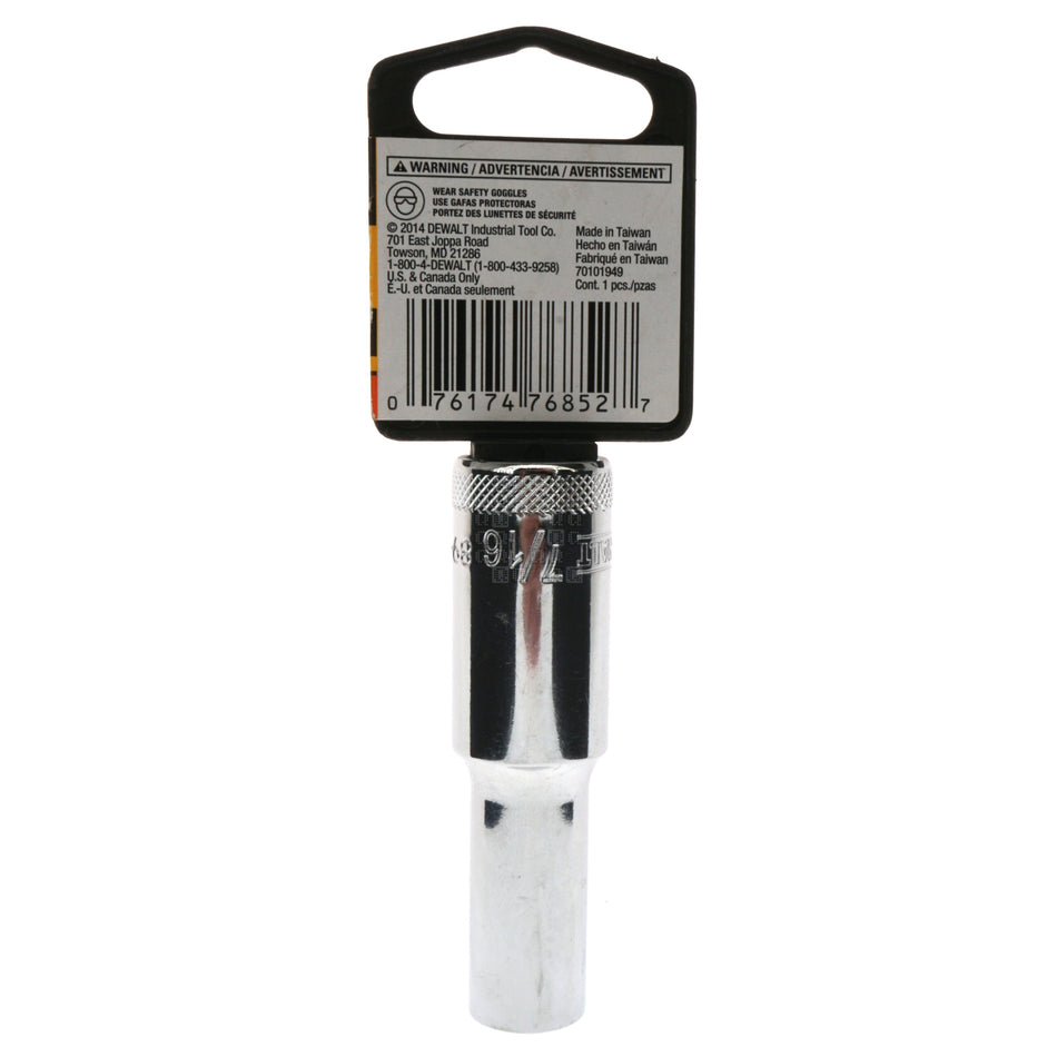 DeWALT DWMT89532OSP SAE Deep Chrome Socket, 7/16" 6-Point, 1/2" Drive, 89-532D