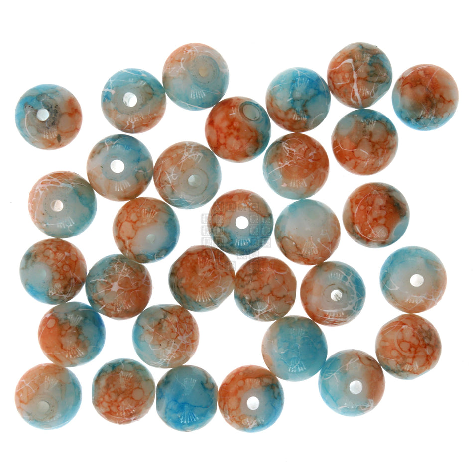 Earth and Sky 8mm Loose Glass Beads, 30 Pieces