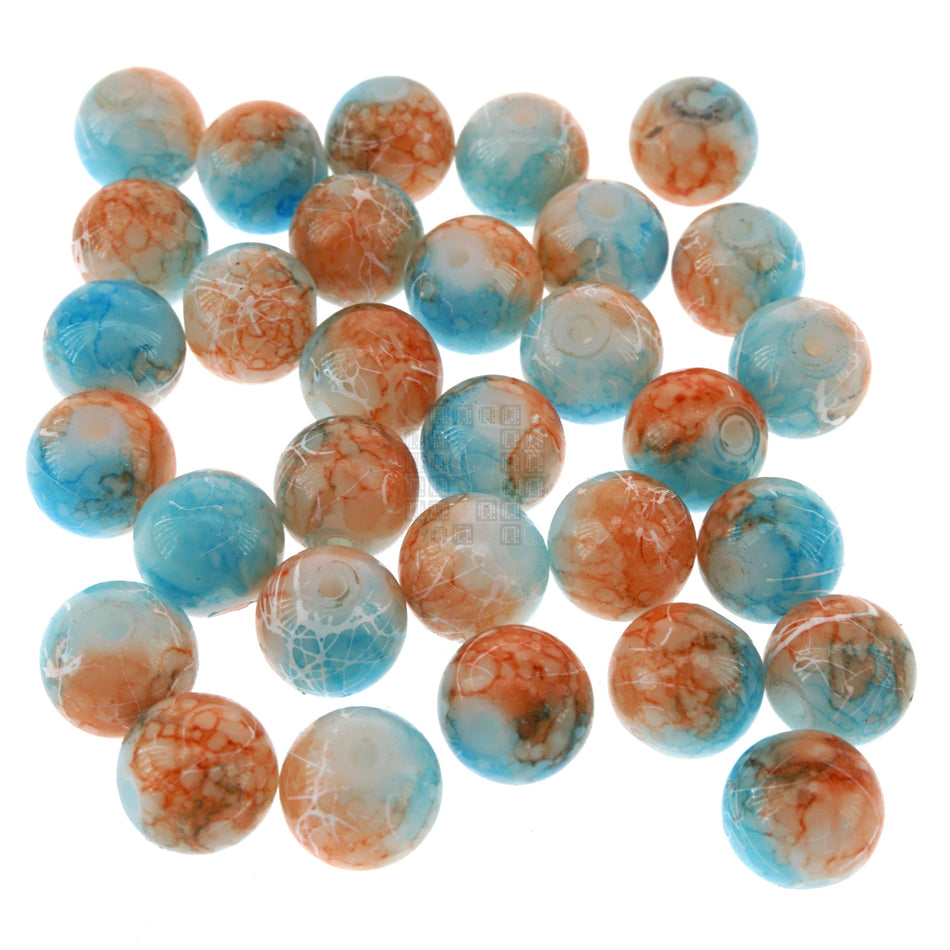 Earth and Sky 8mm Loose Glass Beads, 30 Pieces