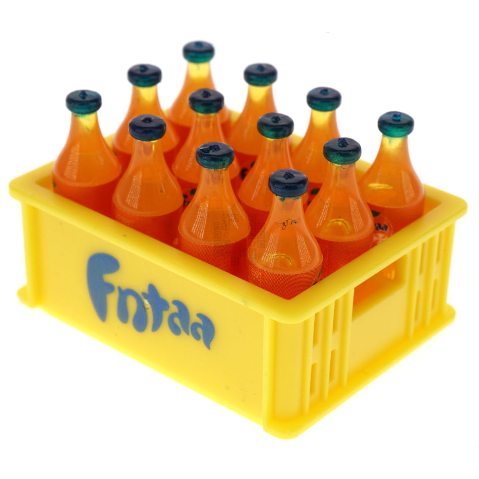 1:12 Scale, 12 Miniature Fntaa 'Glass' Soda Bottles in Plastic Carrying Case