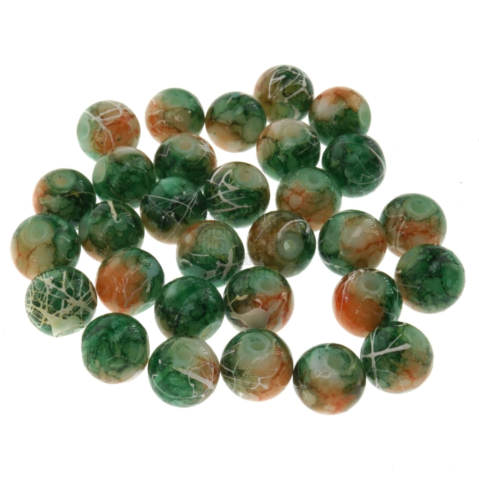 Forest 8mm Loose Glass Beads, 30 Pieces