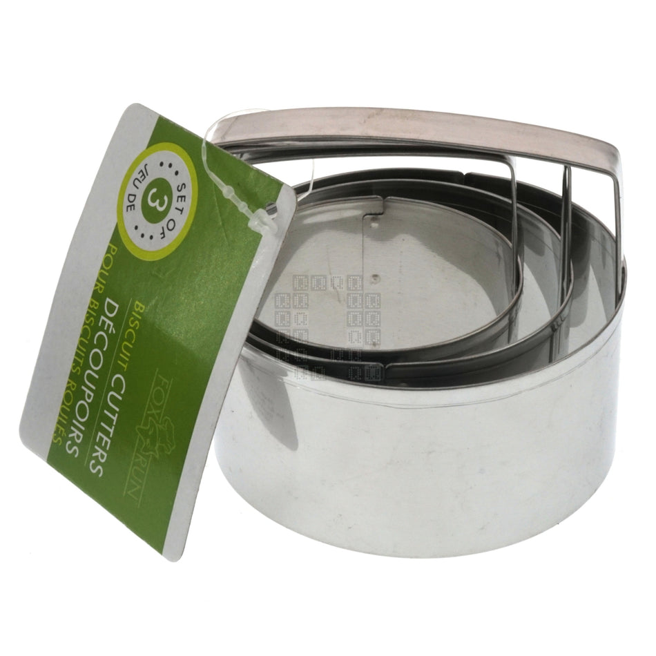 Fox Run Brands 3660 3-Piece Biscuit Cutter Set, 2.0", 2.5" & 3.0" Diameter