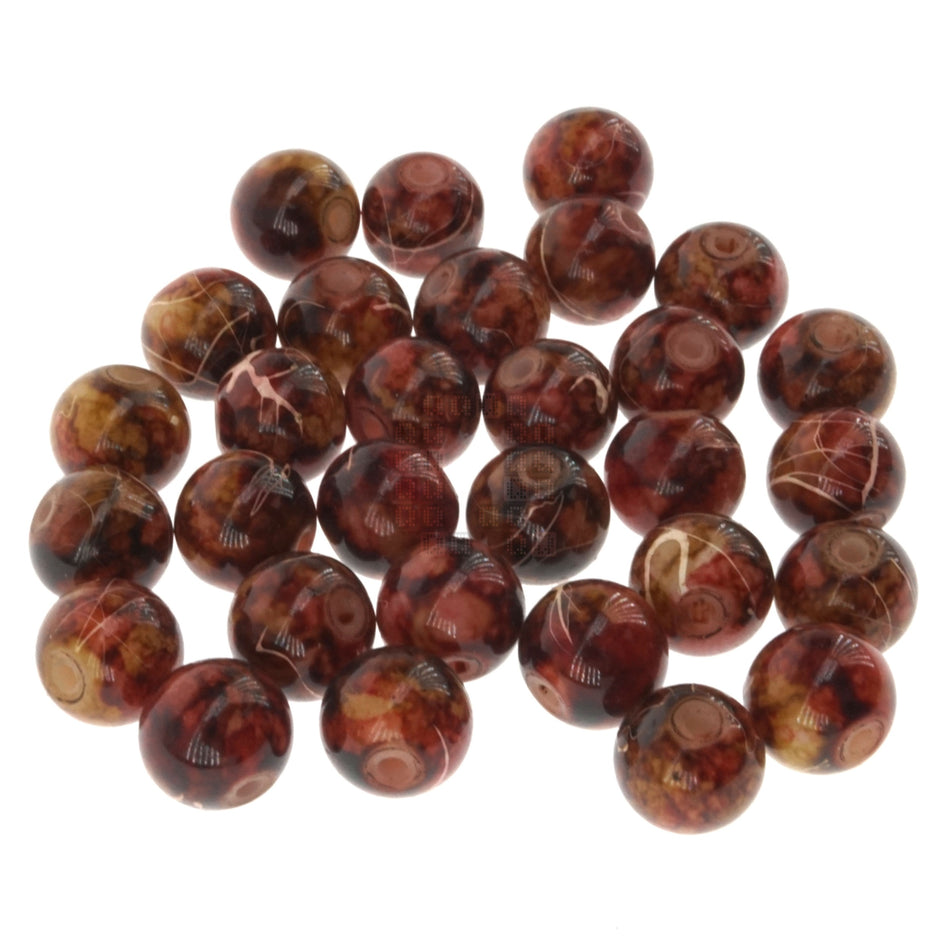 Golden Chestnut 8mm Loose Glass Beads, 30 Pieces