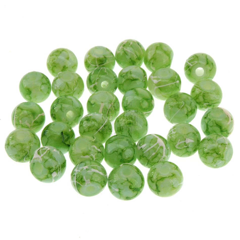 Green Apple 8mm Loose Glass Beads, 30 Pieces