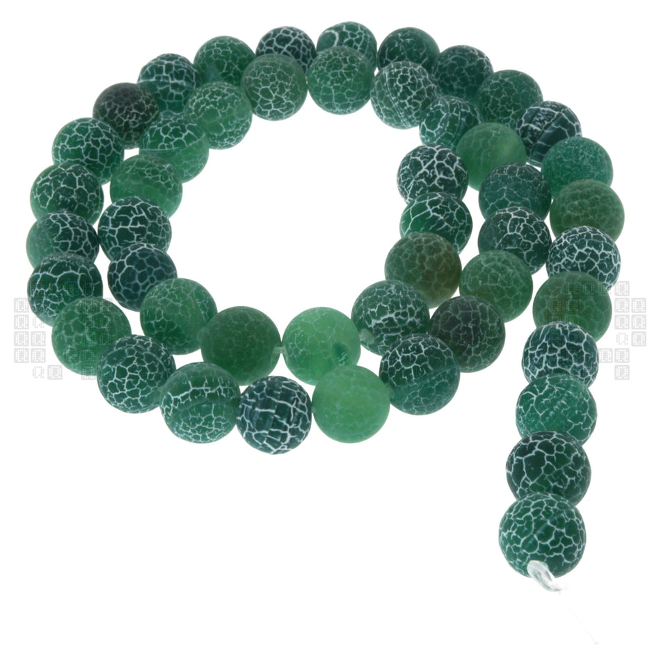 Green Frost Cracked Agate 8mm Round Beads, 45 Pieces