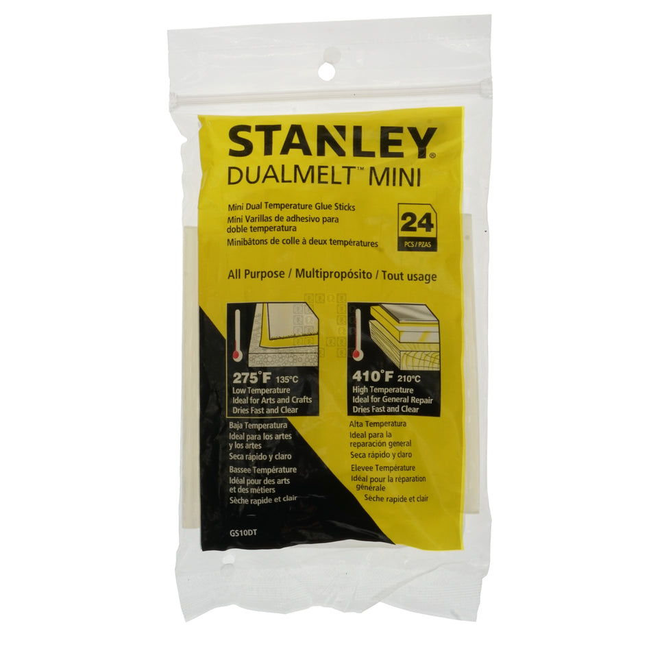 Stanley GS10DT All-Purpose DUALMELT Mini Dual Temperature Glue Sticks, 24-Pack, 1/4" Diameter x 4" Length