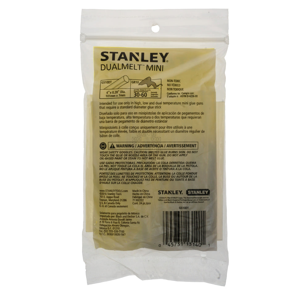 Stanley GS10DT All-Purpose DUALMELT Mini Dual Temperature Glue Sticks, 24-Pack, 1/4" Diameter x 4" Length