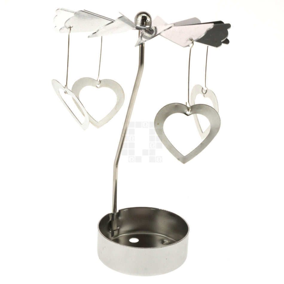 Rotary Spinning Tealight Candle Holder Carousel with Hearts