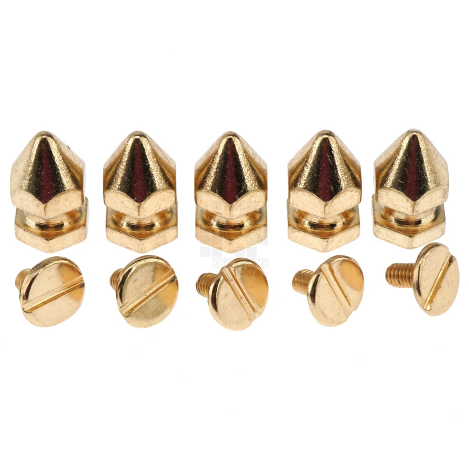 Gold Hex Tree Spike 8x14mm, Threaded Screw M3-0.5mm, 5 Pack