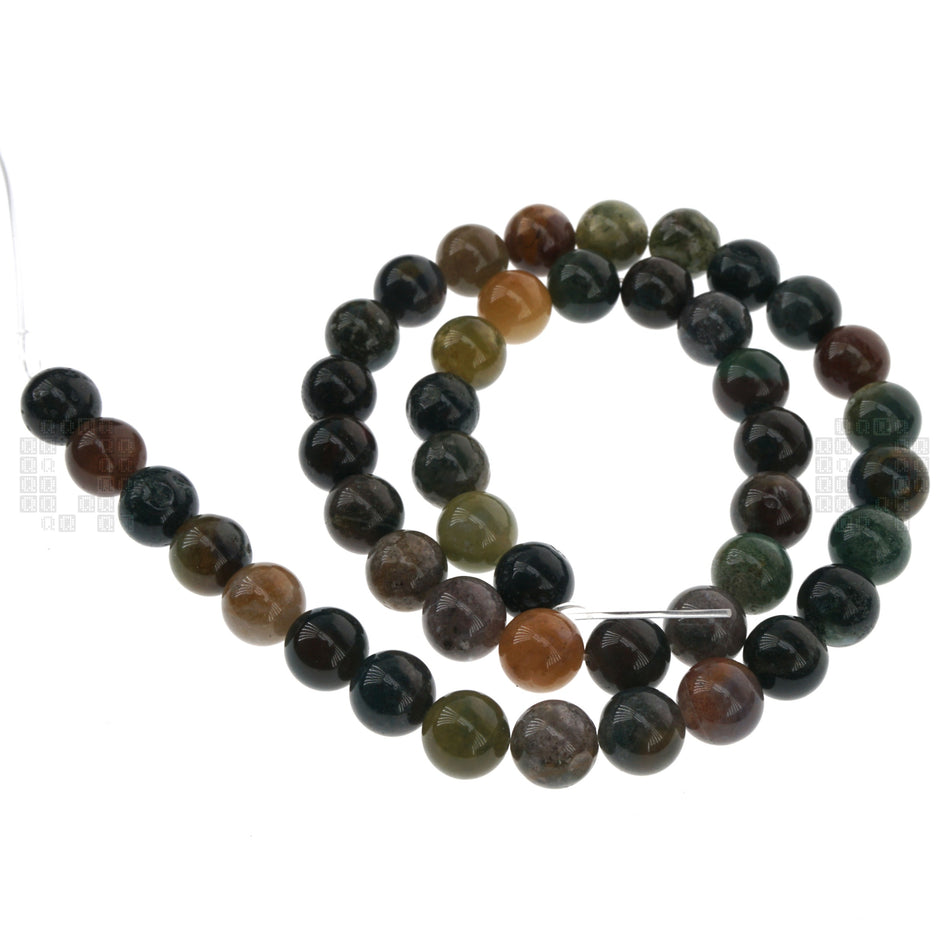 Indian Agate 8mm Natural Round Beads, 45 Pieces