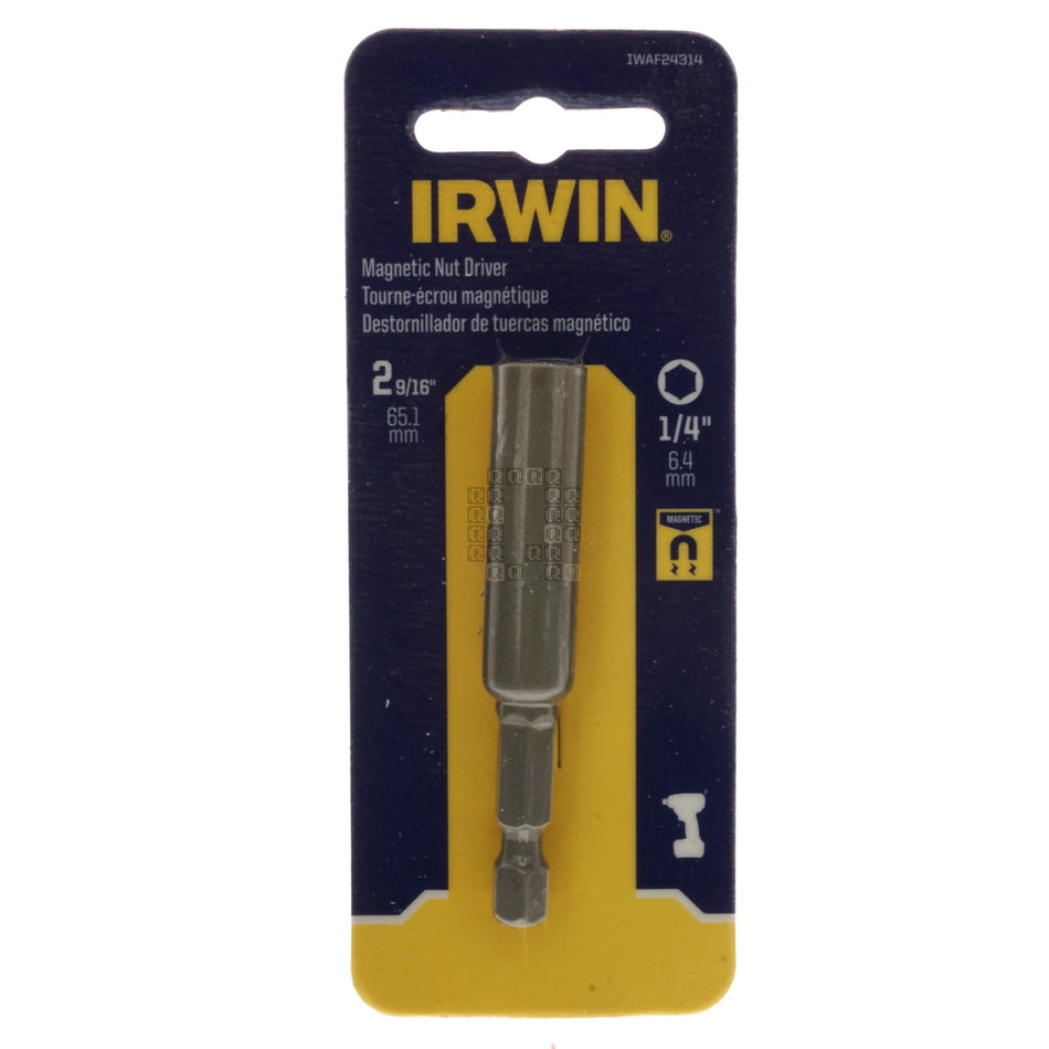 Irwin IWAF24314 1/4" Hex Magnetic Nut Driver, 2-9/16" Length