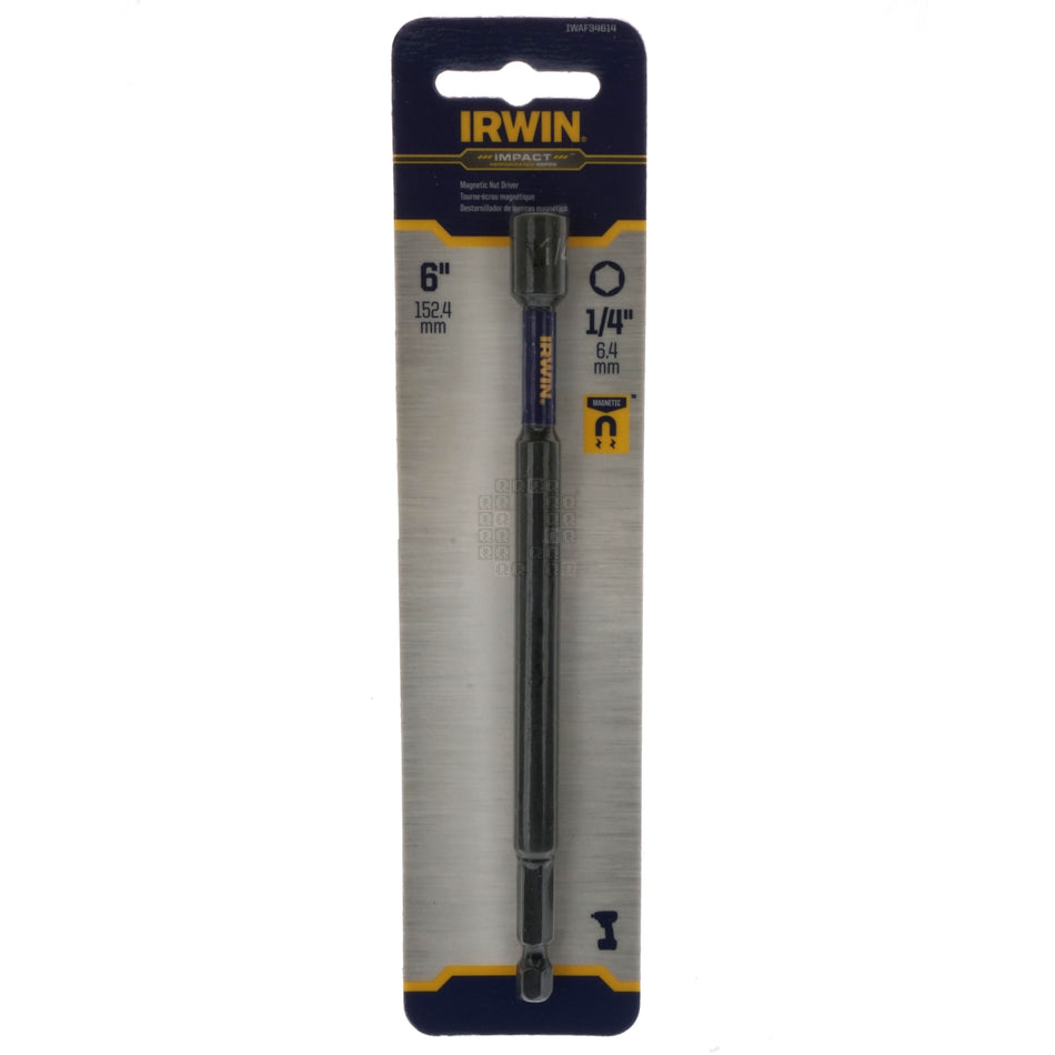 Irwin IWAF34614 1/4" Hex to 1/4" Hex Impact Magnetic Nut Driver, 6" Length
