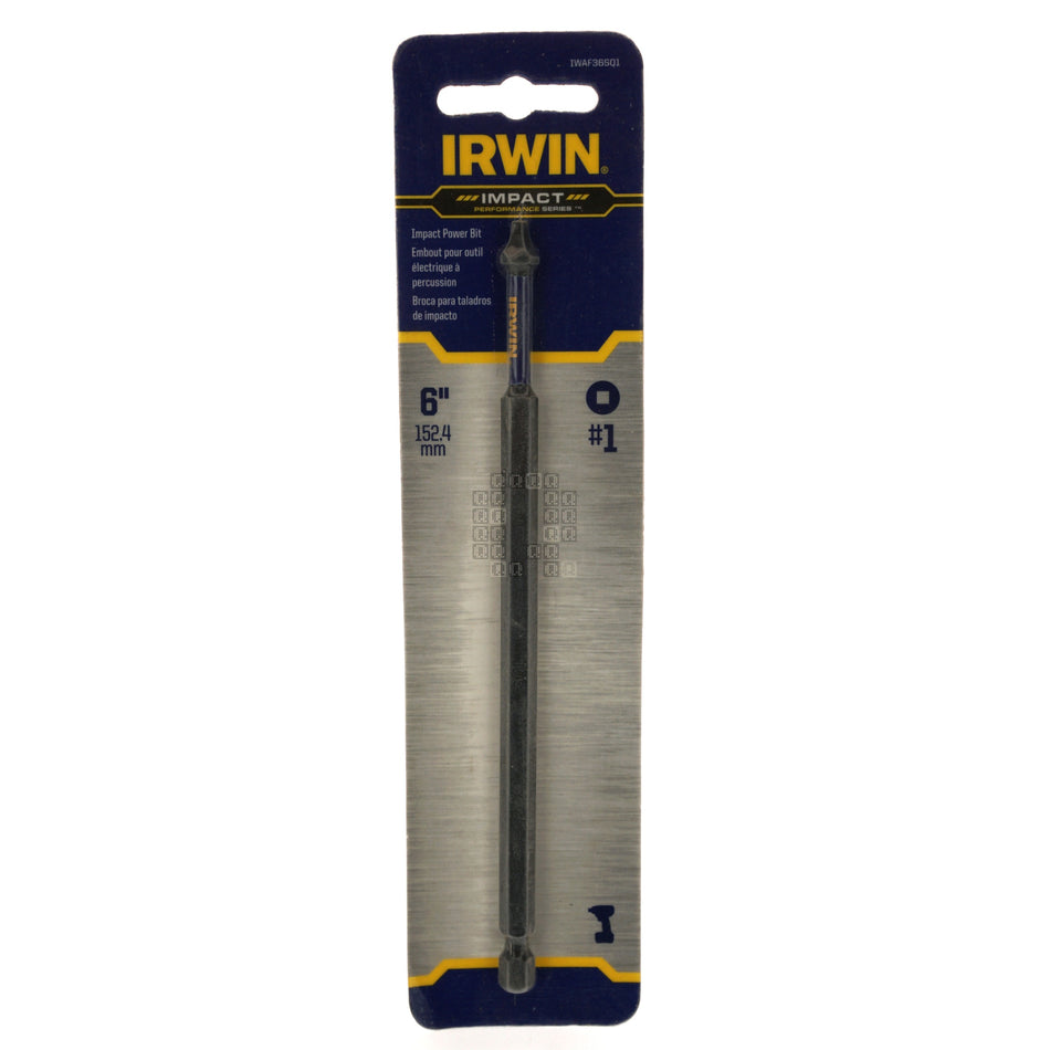 Irwin IWAF36SQ1 SQ1 #1 Square Recess Impact Performance Series Power Bit, 6" Length