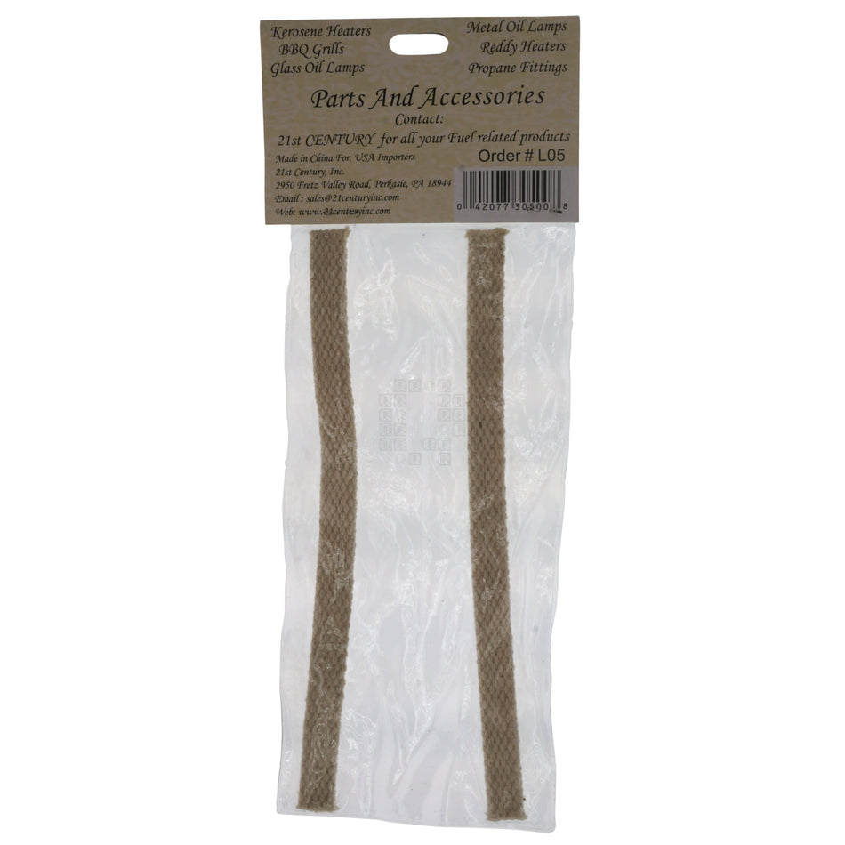 21st Century GloBrite L05 2-Pack Flat Oil Lamp/Lantern Wicks, 1/2" Wide