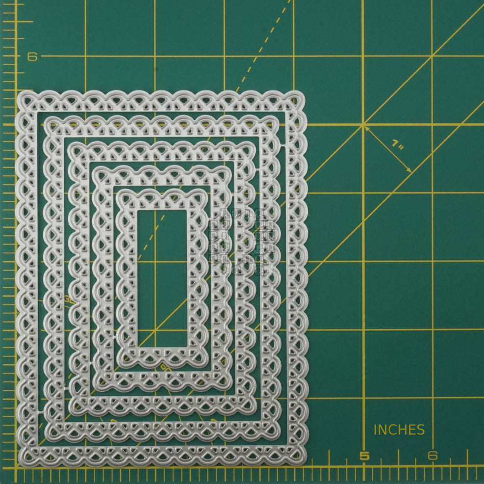 5-Piece Laced Edge Rectangular Frame Metal Cutting Die Set