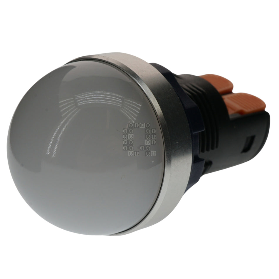 22mm Diffused Domed Panel Mount LED Indicator Light, 9-24VAC/DC, IP68, Silver Ring