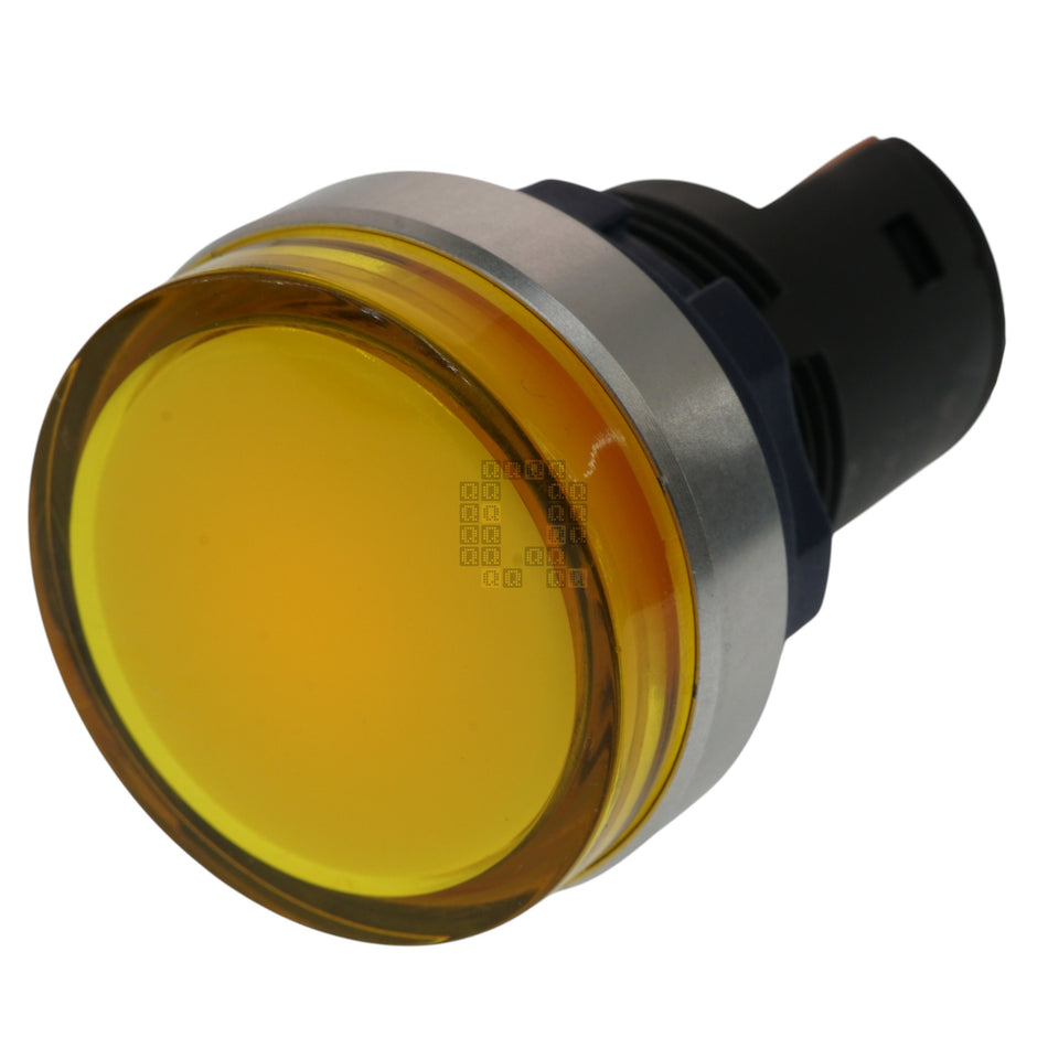 Lanboo 22mm Yellow Diffused Panel Mount LED Indicator Light, Silver Ring, 9-24VAC/DC, IP68