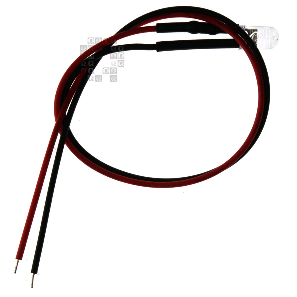 Pre-Wired / Leaded 5mm Light Emitting Diode (LED), White, 3-12VDC