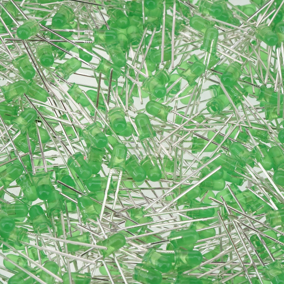 3mm Green Diffused LEDs, 1000 Pack