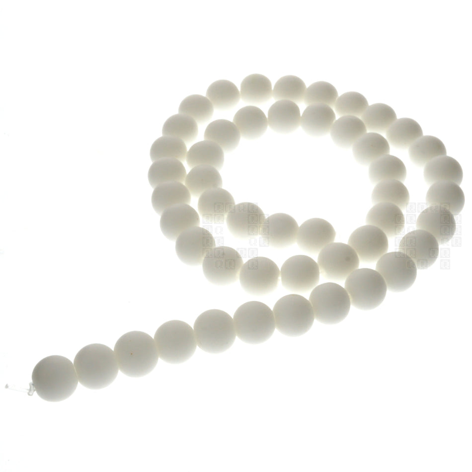 Matte White Agate 8mm Round Beads, 45 Pieces
