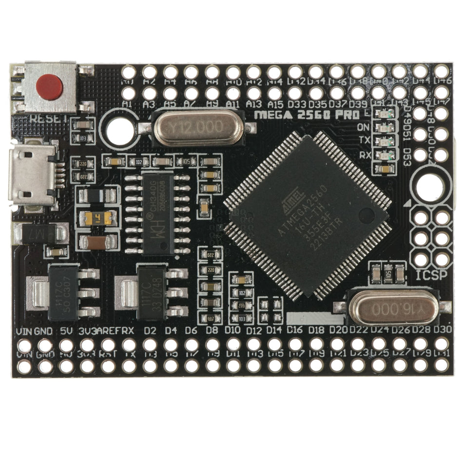 MEGA 2560 Pro Microcontroller Black Circuit Board with Male Pin Headers, CH340G / ATMEGA2560-16AU