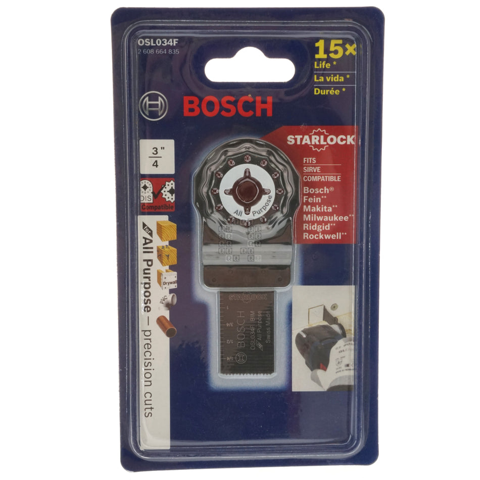 Bosch OSL034F Starlock Oscillating Blade, 3/4" Straight, Bi-Metal, All-Purpose
