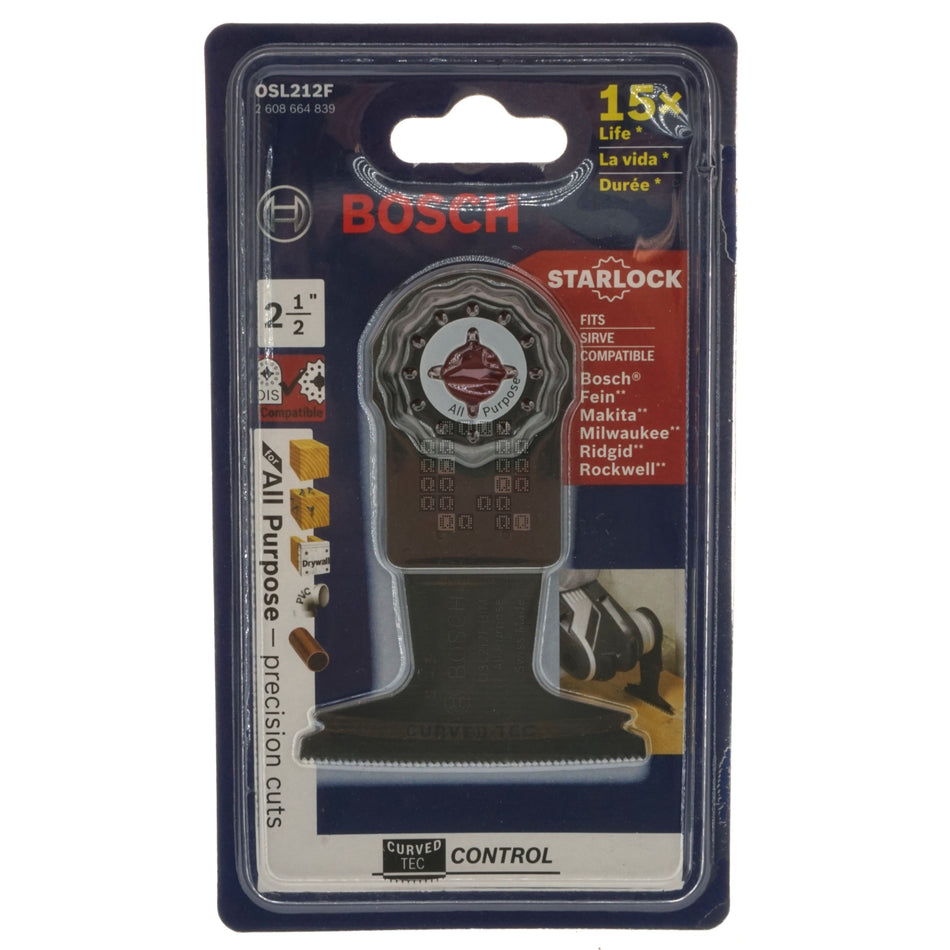 Bosch OSL212F 2608664839 Starlock Oscillating Blade, 2-1/2" Curved-TEC, Bi-Metal, All Purpose