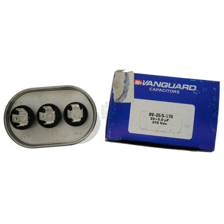 Vanguard OV-25/5-370 Dual Oval Electric Motor Run Capacitor 5 uF + 25 uF 370VAC