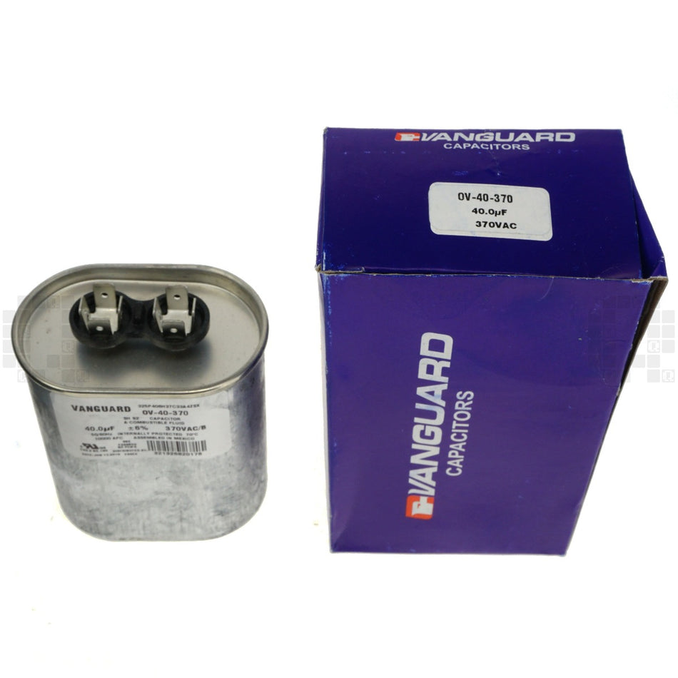 Vanguard OV-40-370 Oval Run Capacitor, 40 uF, 370 VAC 50/60Hz