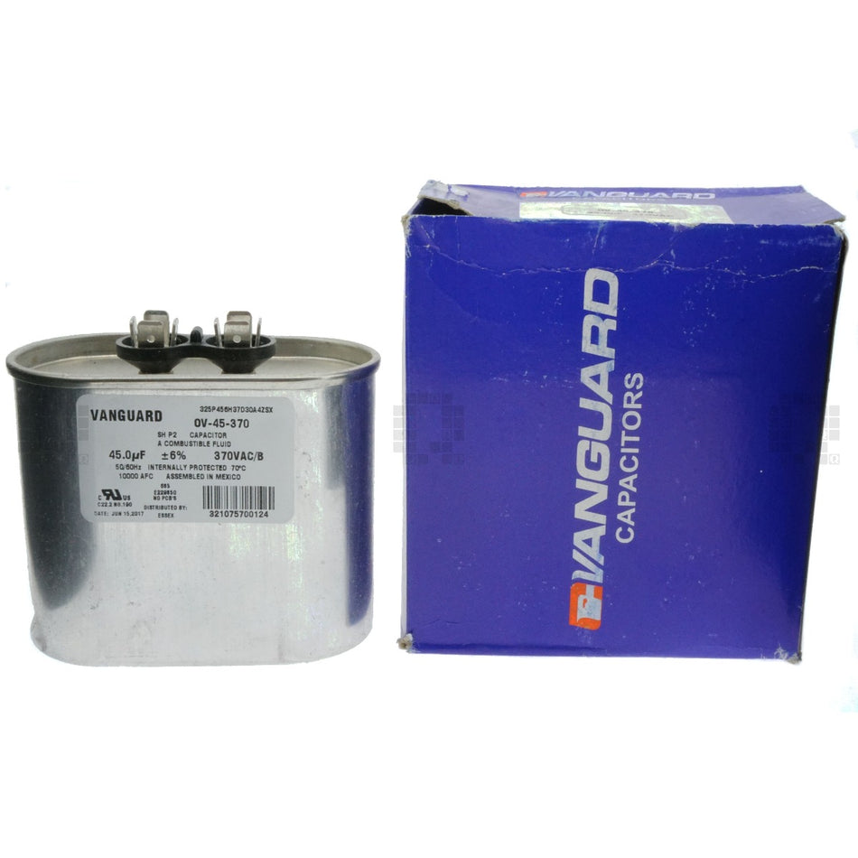 Vanguard OV-45-370 Electric Motor Oval Run Capacitor, 45 uF, 370VAC 50/60Hz