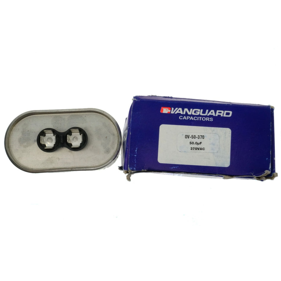 Vanguard OV-50-370 Electric Motor Oval Run Capacitor, 50 uF, 370 VAC 50-60Hz