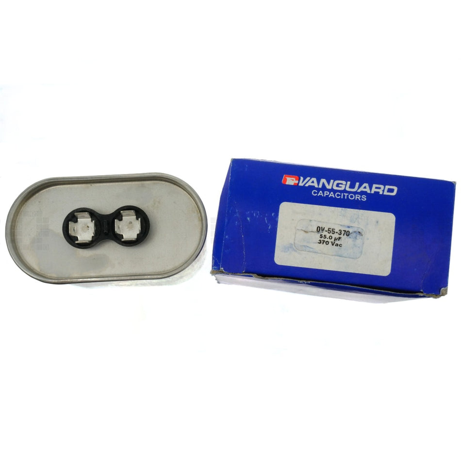Vanguard OV-55-370 Oval Electric Motor Run Capacitor, 55 uF, 370VAC 50/60Hz